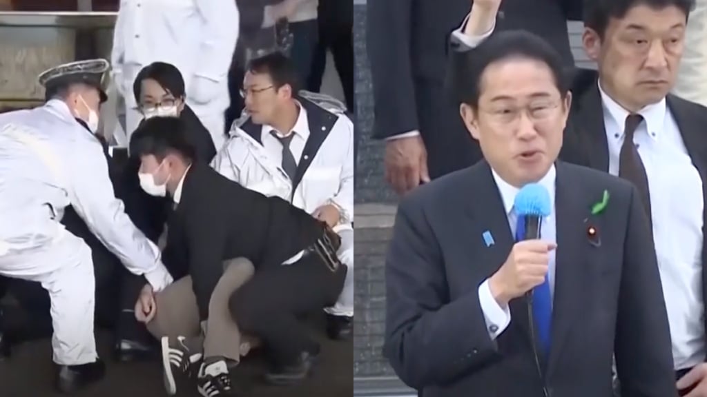 Featured image for Man arrested for throwing pipe bomb at Japan PM.