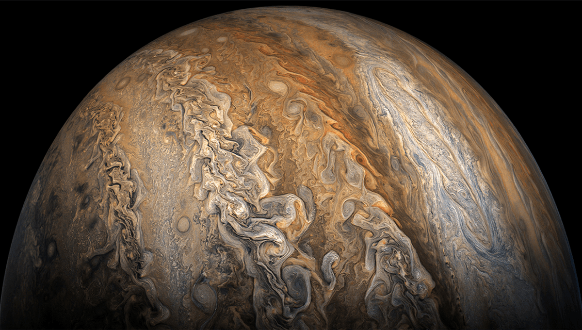 "Stunning Close-Up View of Jupiter's Swirling Clouds"