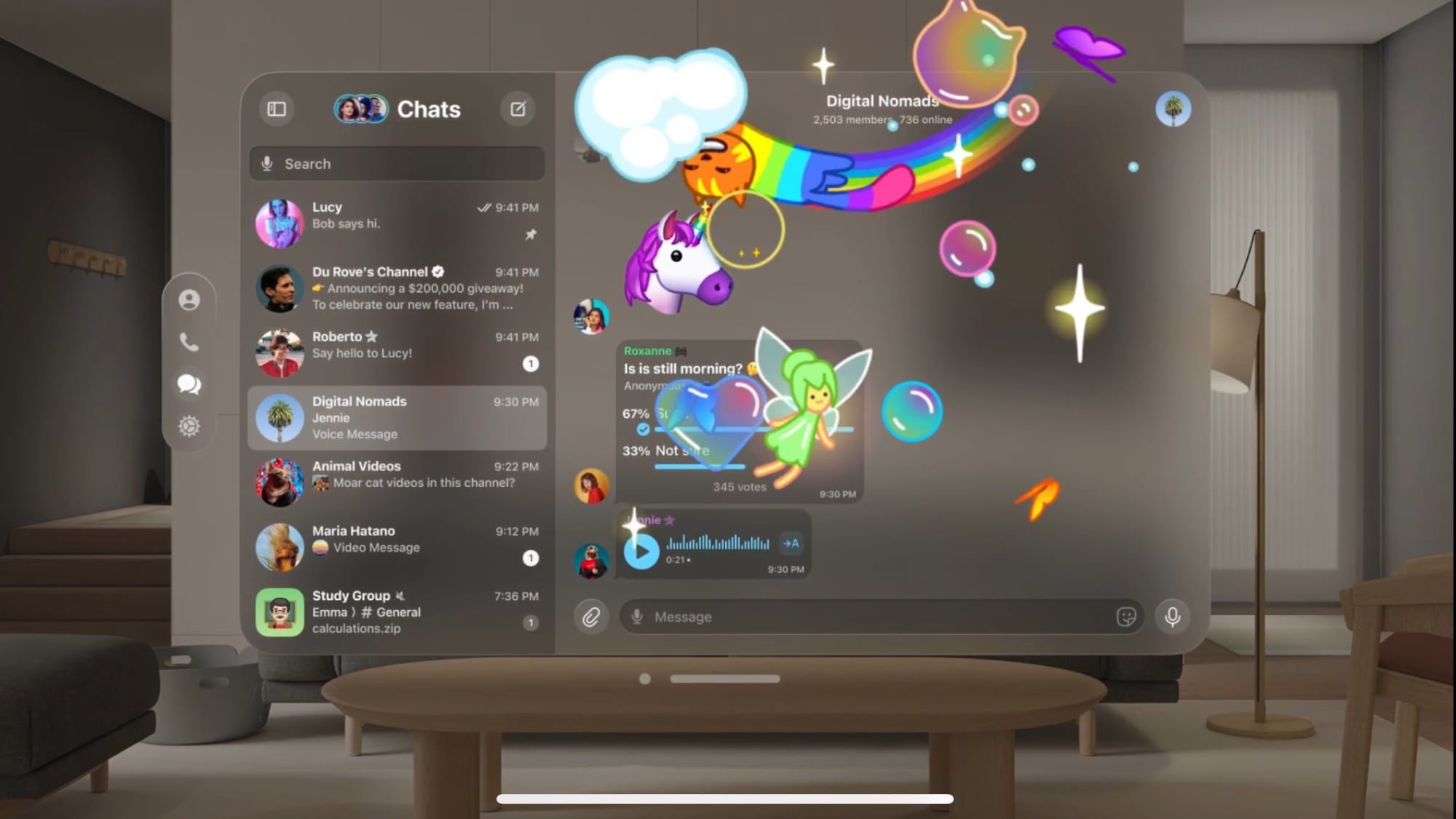 "Telegram Unveils visionOS App: Immersive Videos and AR Stickers Await!"
