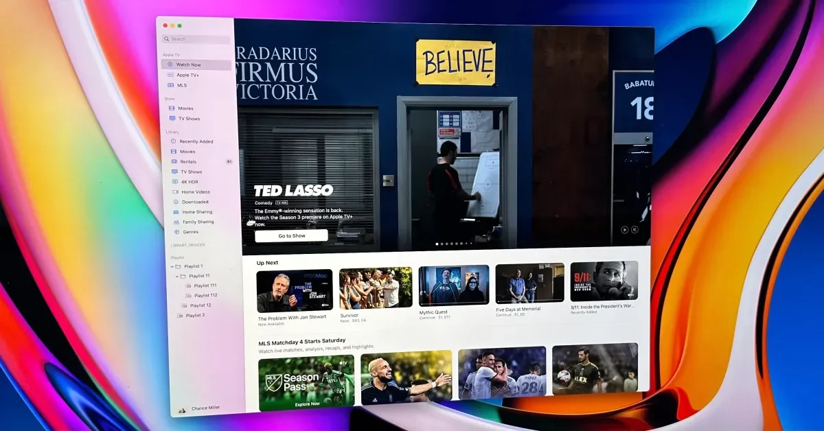 Apple revamps TV app for Mac with sidebar navigation.