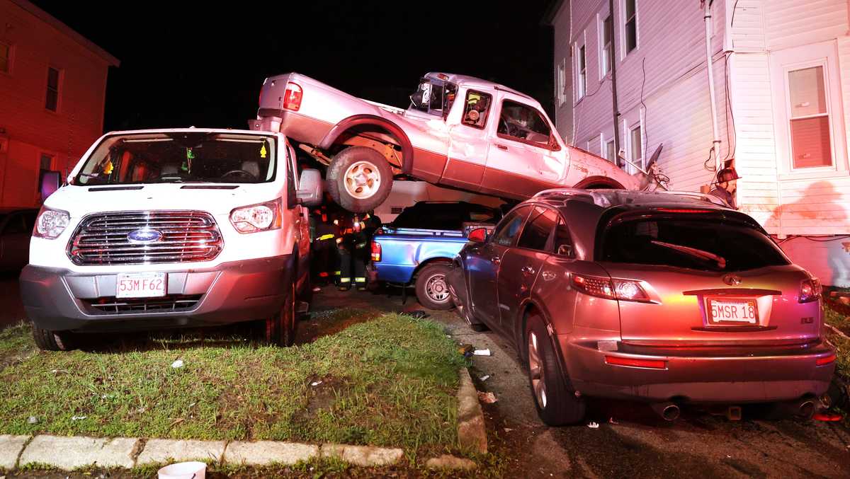 Featured image for Truck Crashes into Buildings, Lands on Top of Vehicles in Brockton