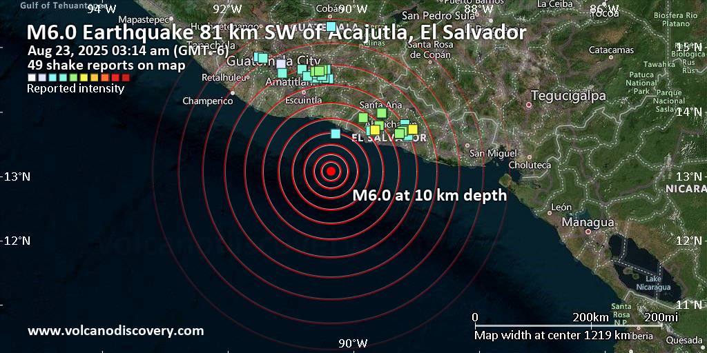 Featured image for Magnitude 6.0 Earthquake Strikes North Pacific Ocean Near El Salvador
