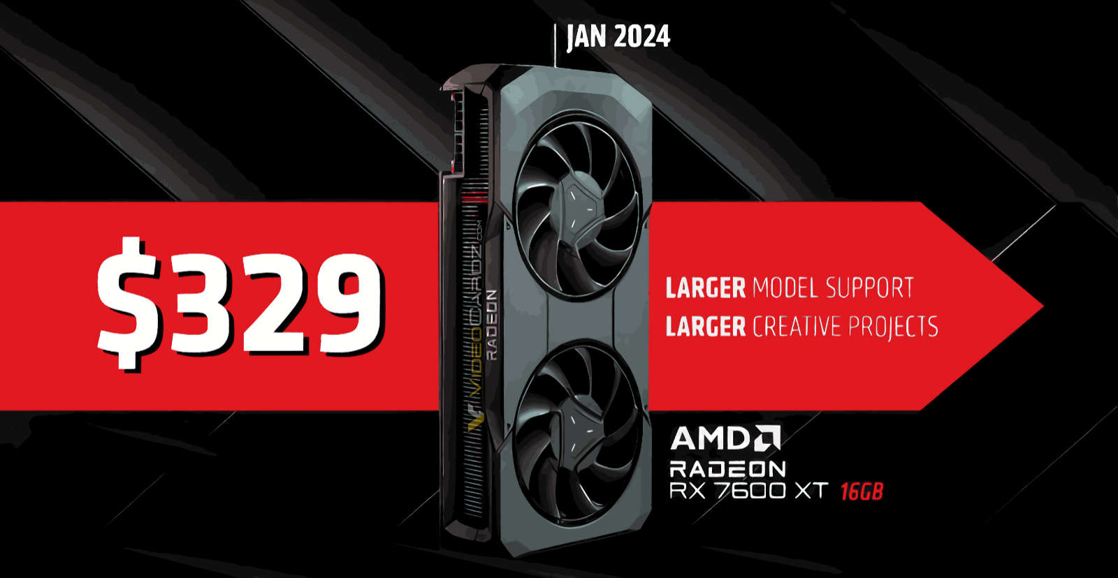 Featured image for "AMD Unveils Radeon RX 7600 XT 16GB for 1440p Gaming at $329"