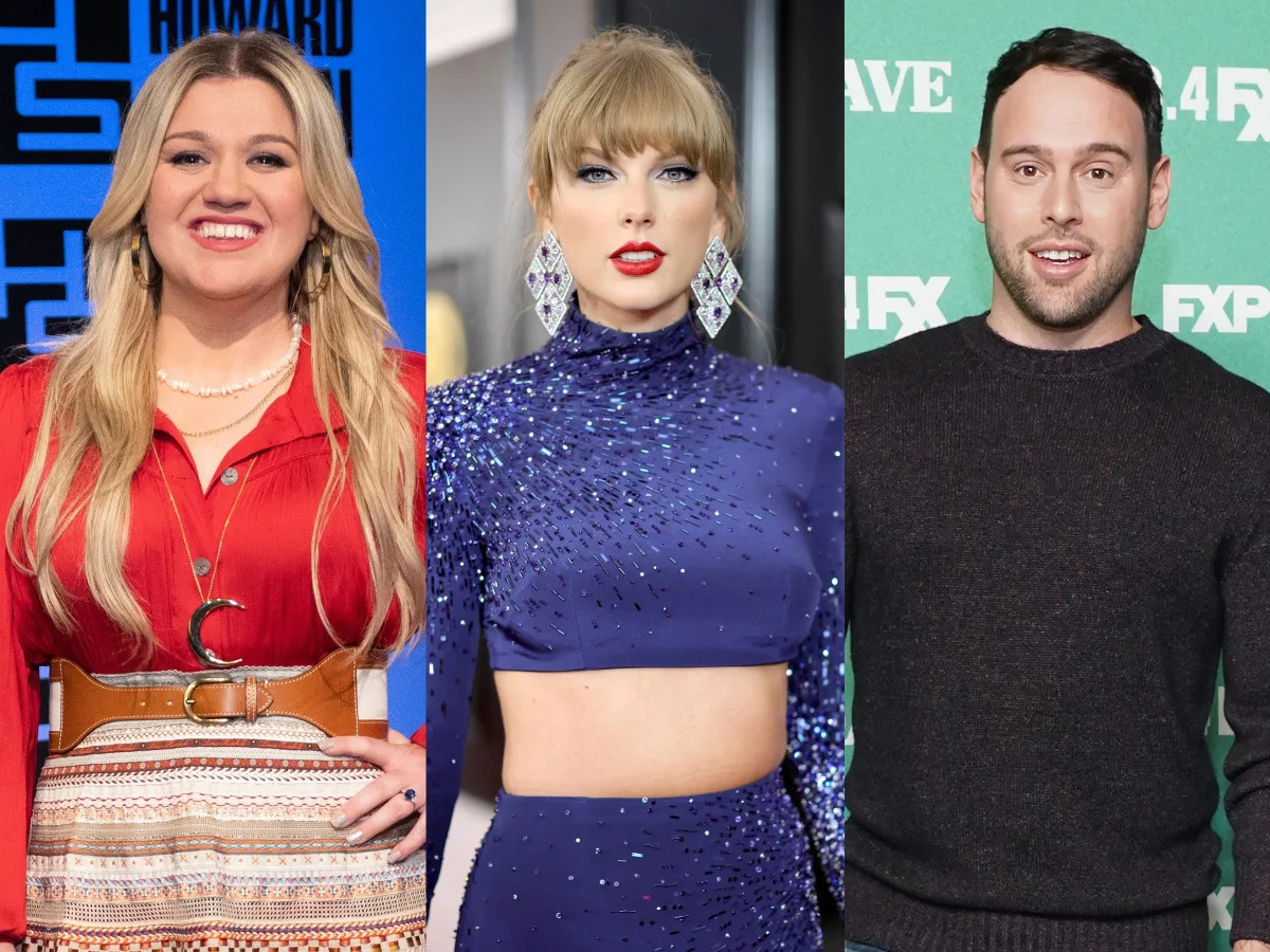 Featured image for Kelly Clarkson reveals Scooter Braun's reaction to her support of Taylor Swift.