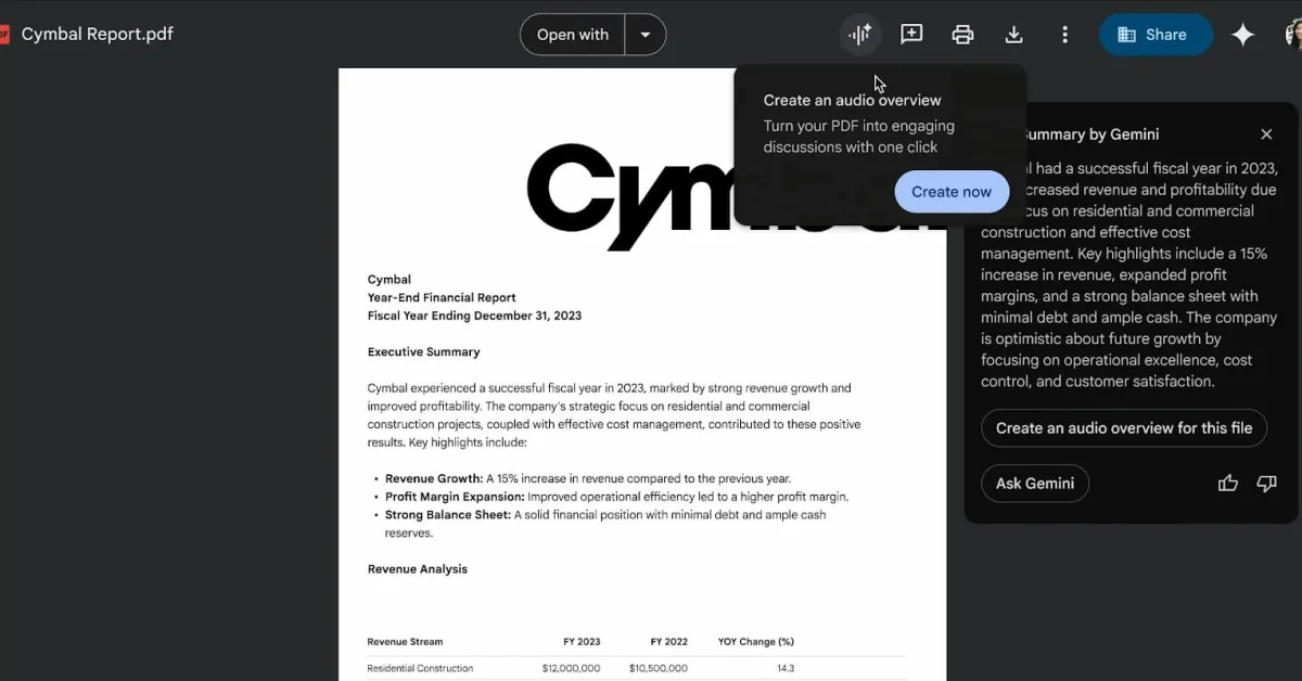 Featured image for Google Drive Introduces AI-Powered Audio Overviews for PDFs