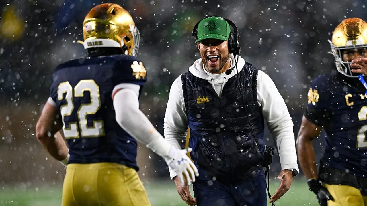 Featured image for Marcus Freeman Demonstrates Notre Dame's Playoff Potential with Dominant Navy Win