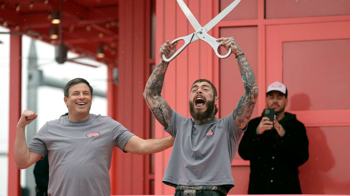 Post Malone Designs and Reopens Raising Cane's Restaurant, Fans Flock to Meet Him