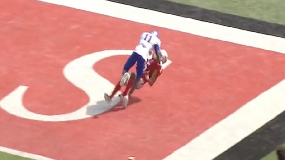 Featured image for "Jaw-Dropping One-Handed TD Catch by Nicholls State WR Defying Defender"