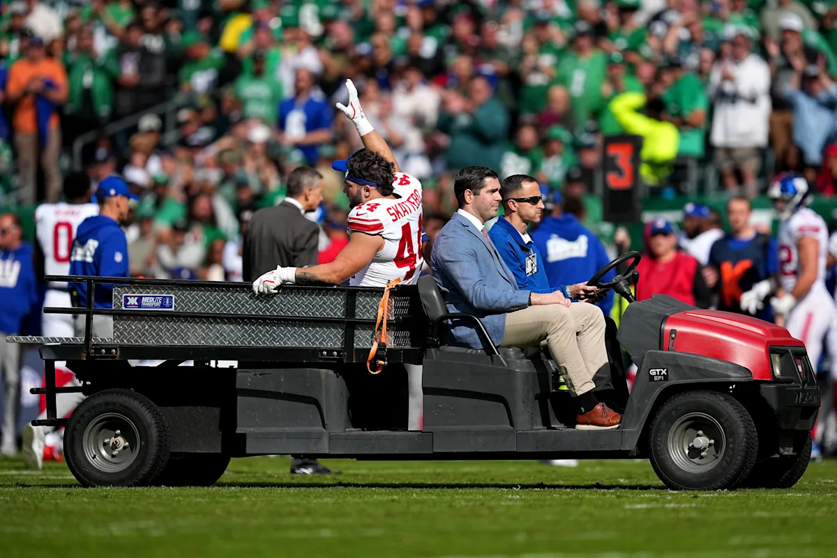 Featured image for Giants Rookie Cam Skattebo Suffers Serious Ankle Injury vs. Eagles
