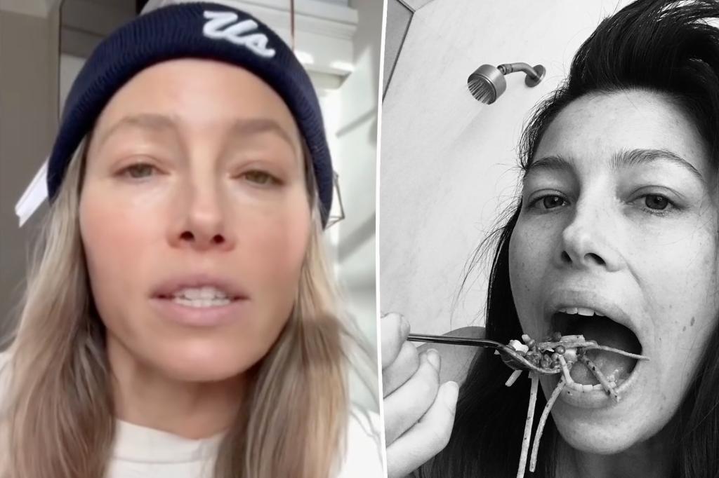 Featured image for Jessica Biel's Unconventional Shower Snacking Habit Sparks Controversy