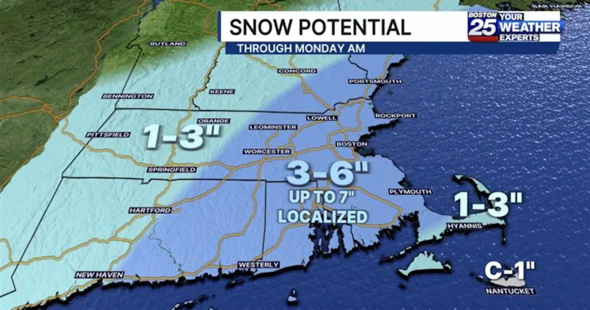 Massachusetts braces for more snow as latest map shows 3–7 inches this weekend