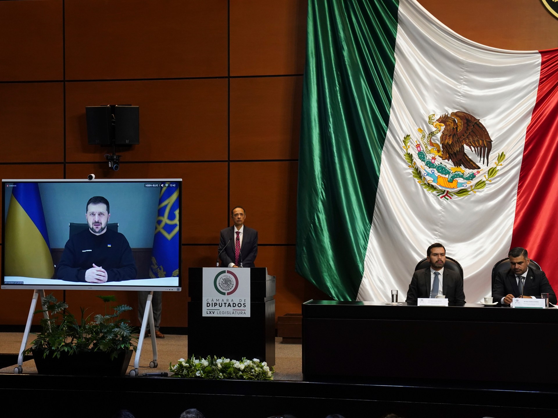 Zelenskiy urges Mexico's support for peace plan in address to lawmakers.