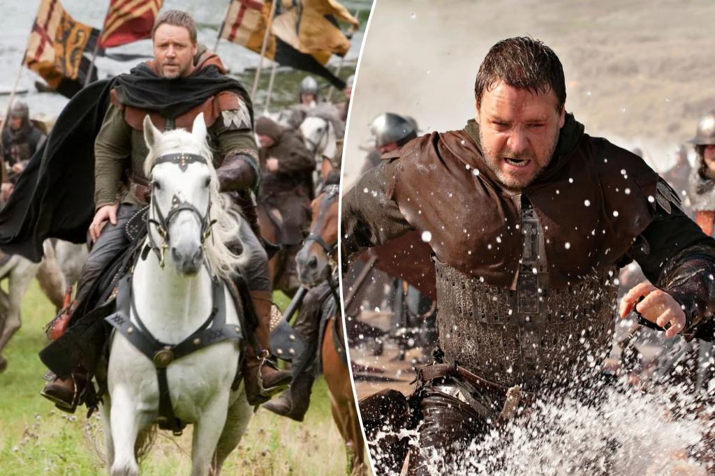 Featured image for Russell Crowe's Unnoticed Double Leg Fracture on 'Robin Hood' Set