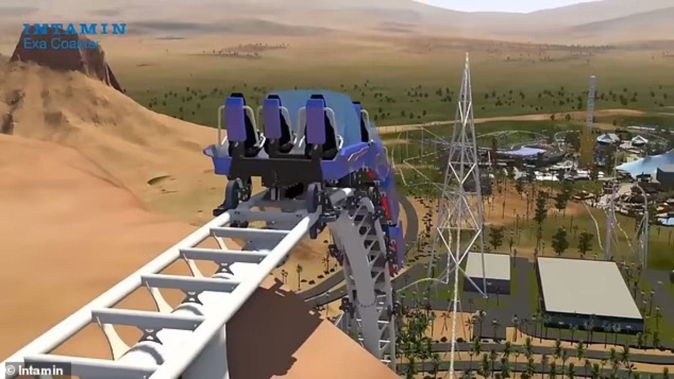 "Thrilling Roller Coaster Plunges at Record-breaking Speeds Over Cliff"