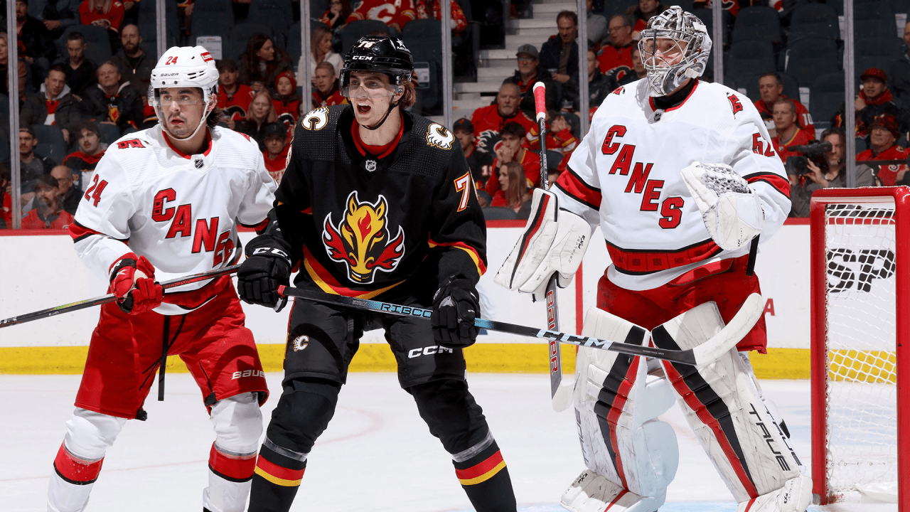 Featured image for Carolina Hurricanes Collapse in Late Game Loss to Calgary Flames