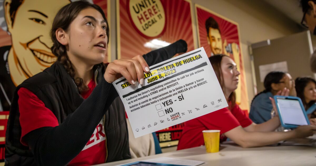 L.A.-area hotel workers vote to authorize potential strike over pay and benefits.