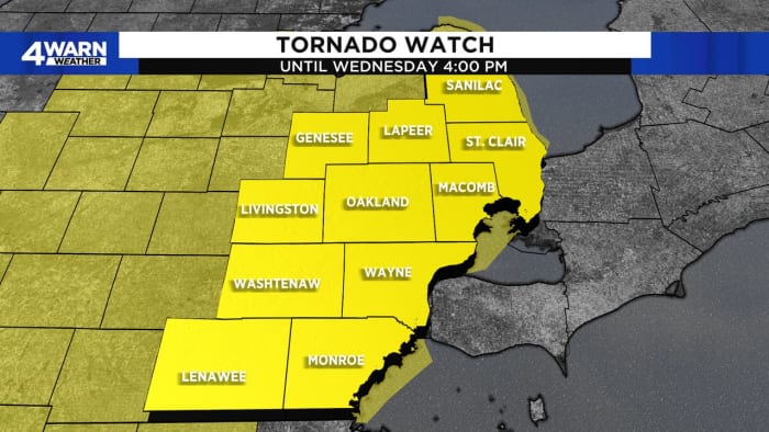 Severe weather alerts issued across Michigan and Illinois.