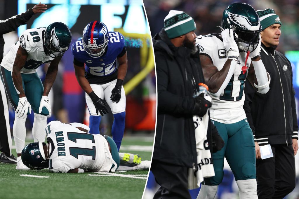 Eagles' A.J. Brown Suffers Knee Injury, Hurts and Taylor Also Injured