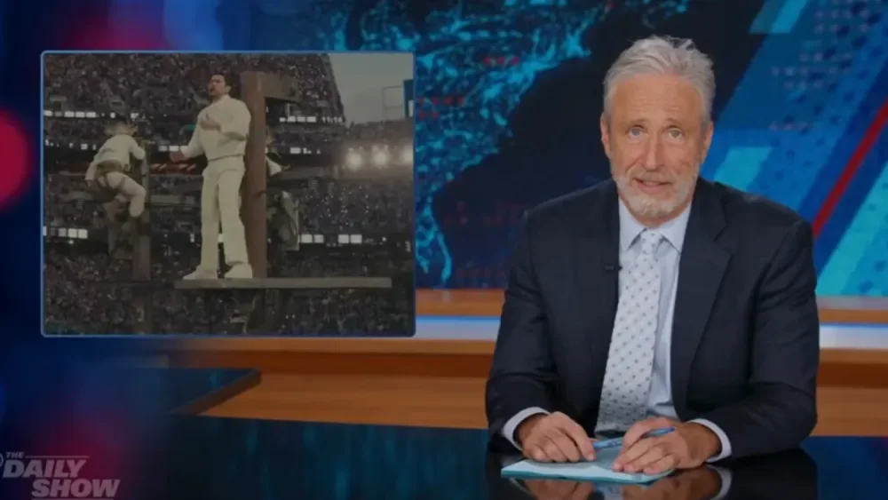 Jon Stewart Mocks MAGA Outrage Over Bad Bunny's Super Bowl Halftime