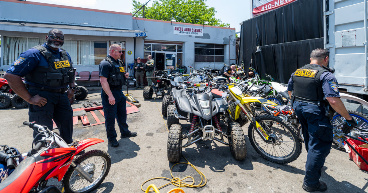 Featured image for Police seize 33 illegal dirt bikes and ATVs from Baltimore business.