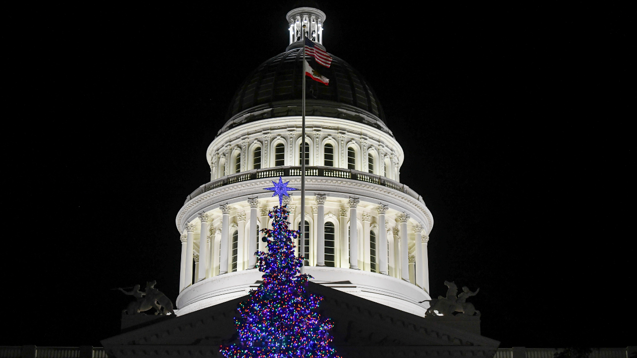 Featured image for "Newsom Shifts Capitol Christmas Tree Lighting to Virtual Event Amid Protests"