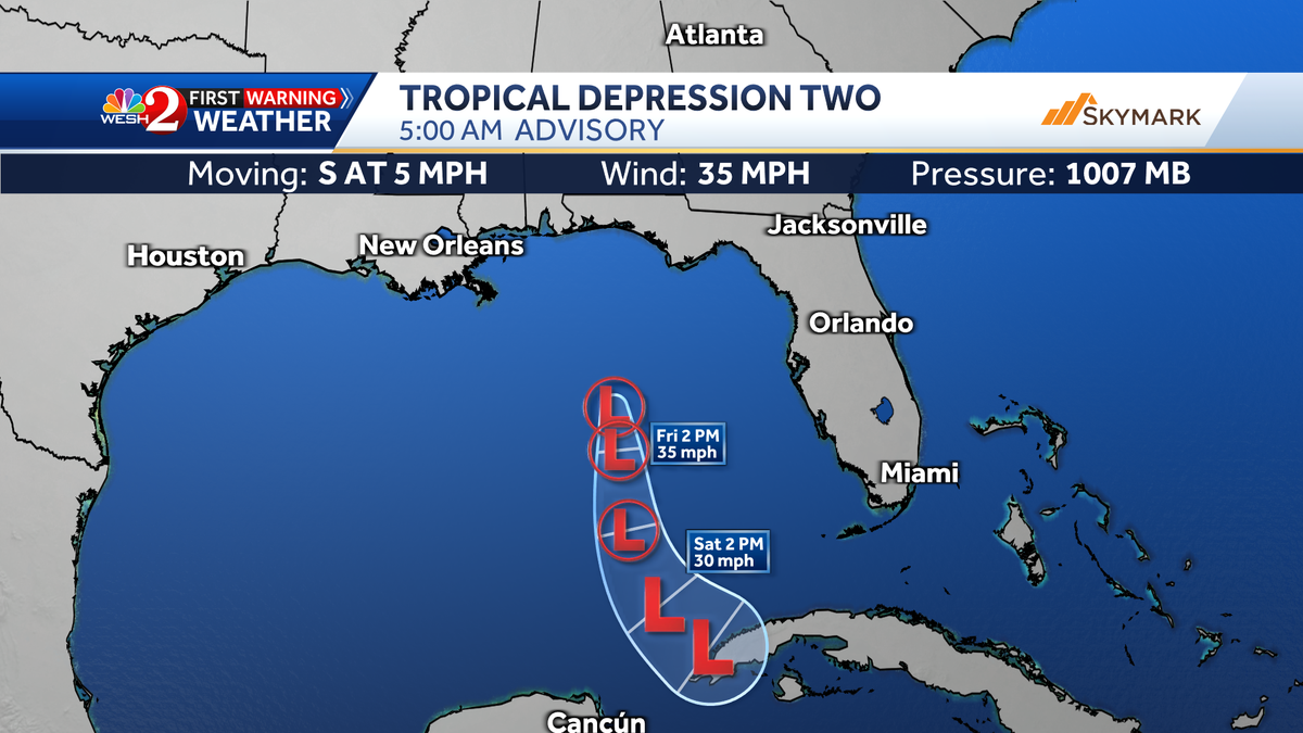 Tropical Depression in Gulf of Mexico Threatens Florida with Rain and Waves.