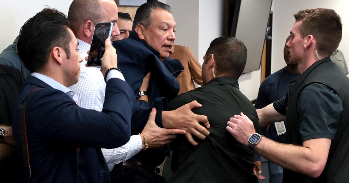 Featured image for Senator Padilla forcibly removed from DHS press event amid protests