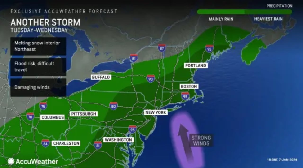 "Northeast Prepares for Powerful Storm Bringing Torrential Rain, Flooding, and Strong Winds"