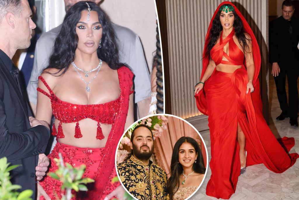 Featured image for Kim Kardashian Criticized for Wearing Red at Star-Studded Ambani Wedding
