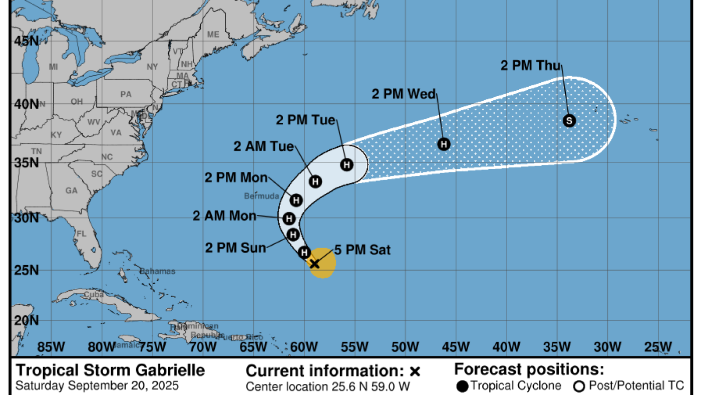 Featured image for Tropical Storm Gabrielle Poised to Become Atlantic's Second Hurricane of 2025