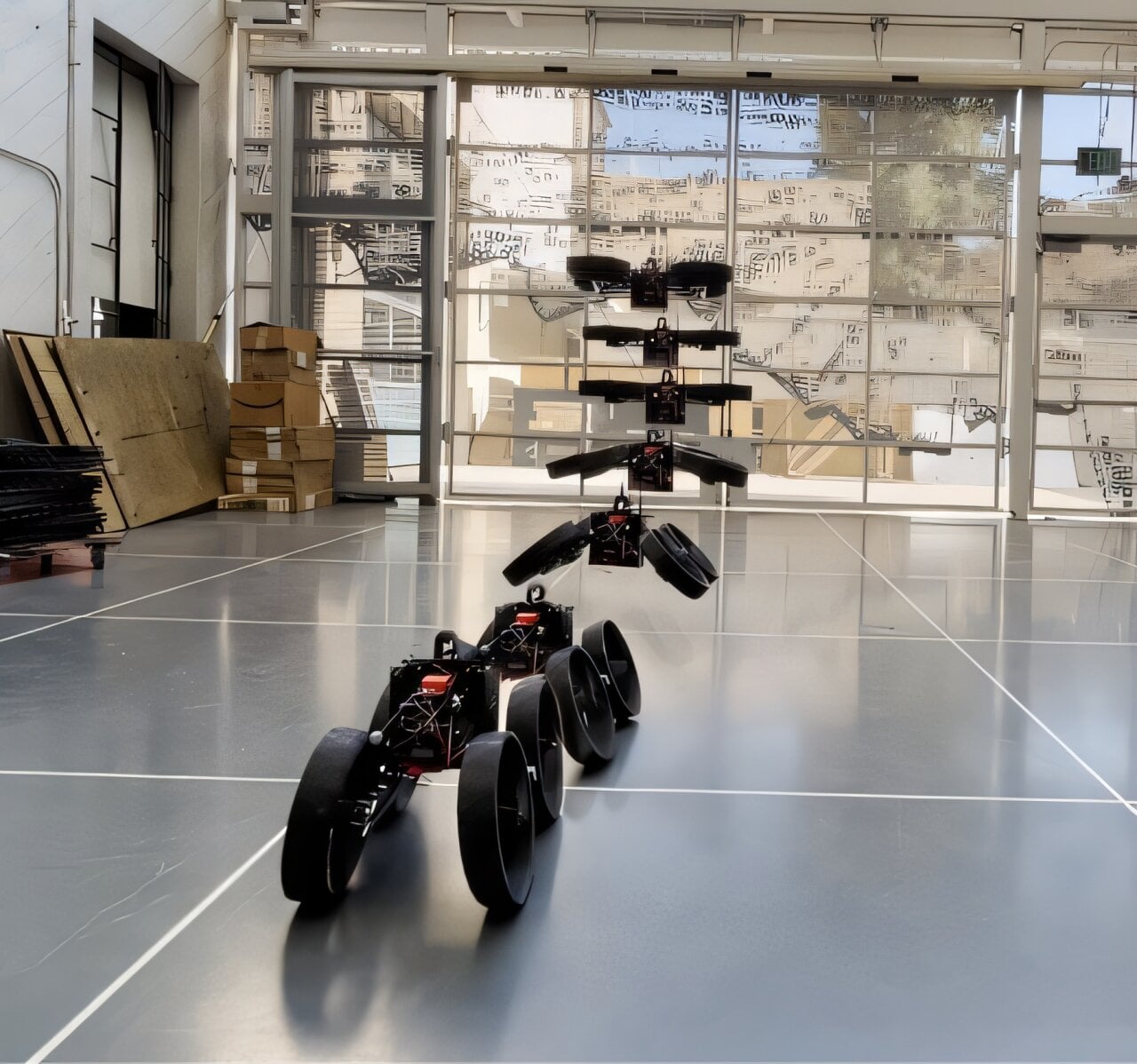 Featured image for Robot Transforms Midair from Flight to Roll on Terrain