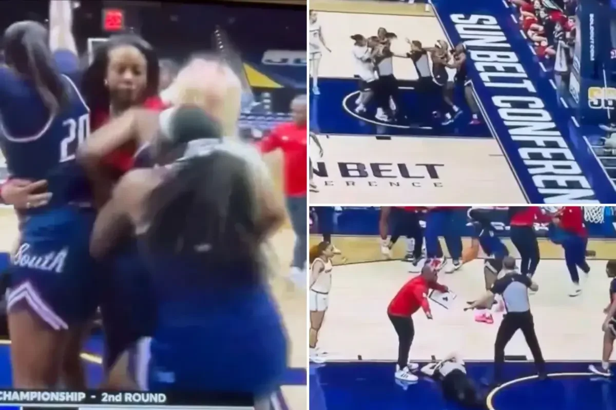 Referee knocked out as wild Sun Belt women's basketball brawl erupts