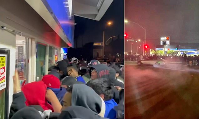 Compton Street Takeover Results in Gas Station Looting by Huge Mob