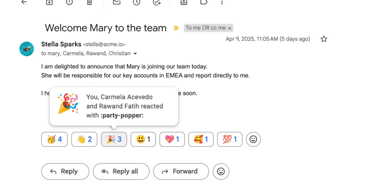 Featured image for Gmail Now Supports Emoji Reactions