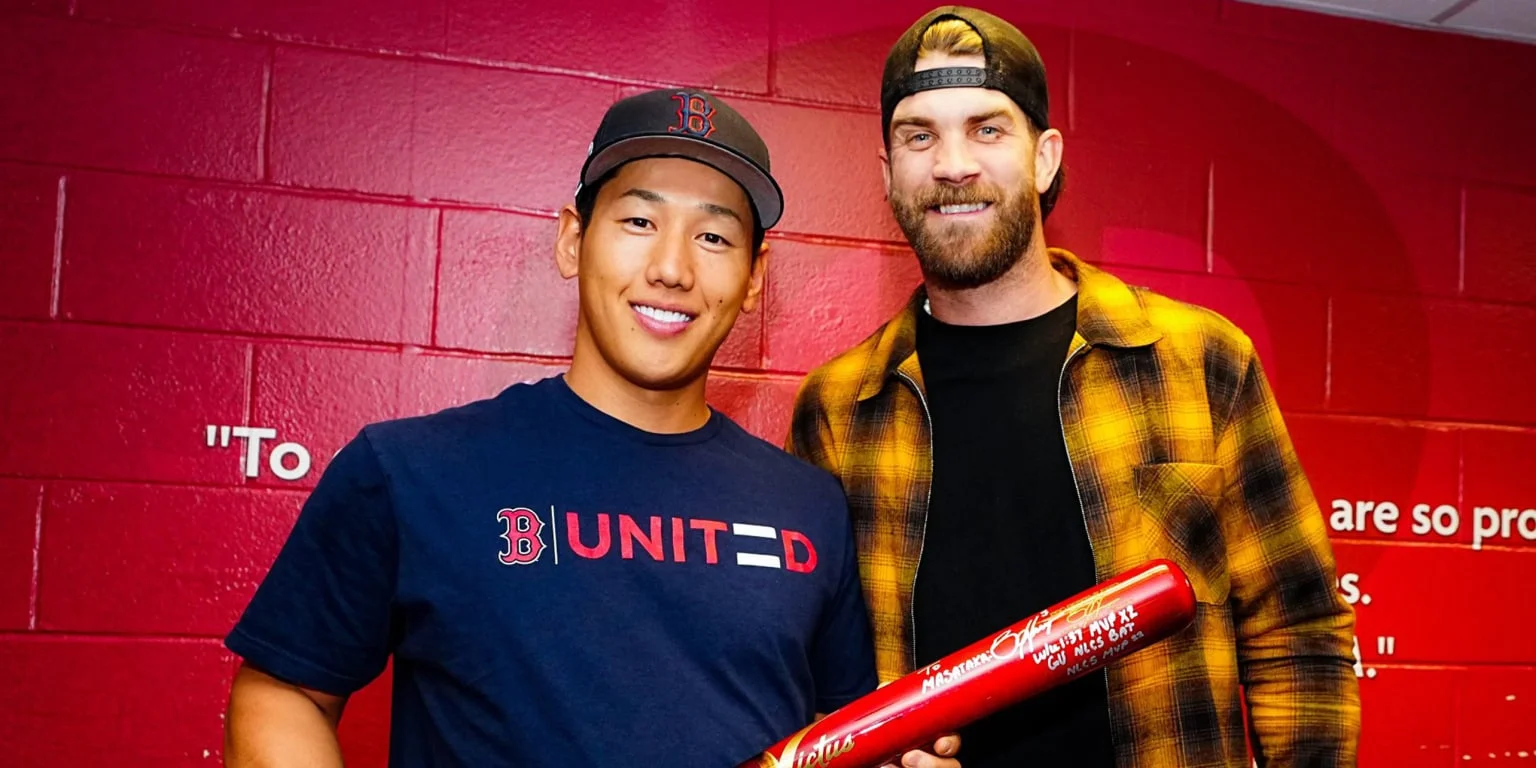 Red Sox's Masataka Yoshida fulfills dream meeting Bryce Harper.