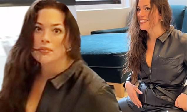 Featured image for Ashley Graham's Leather Pants Split During Sofa Stunts