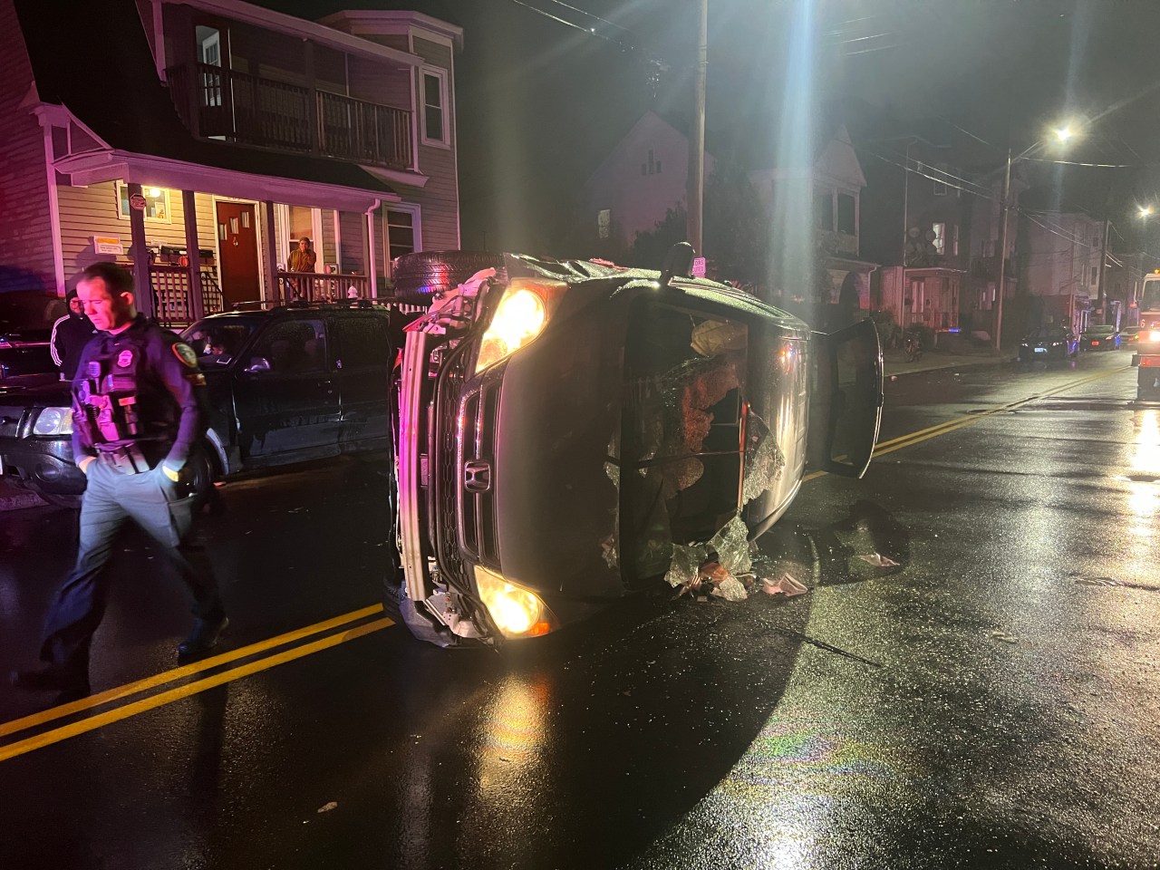 "Providence Police Investigate Car Tipping Incident"