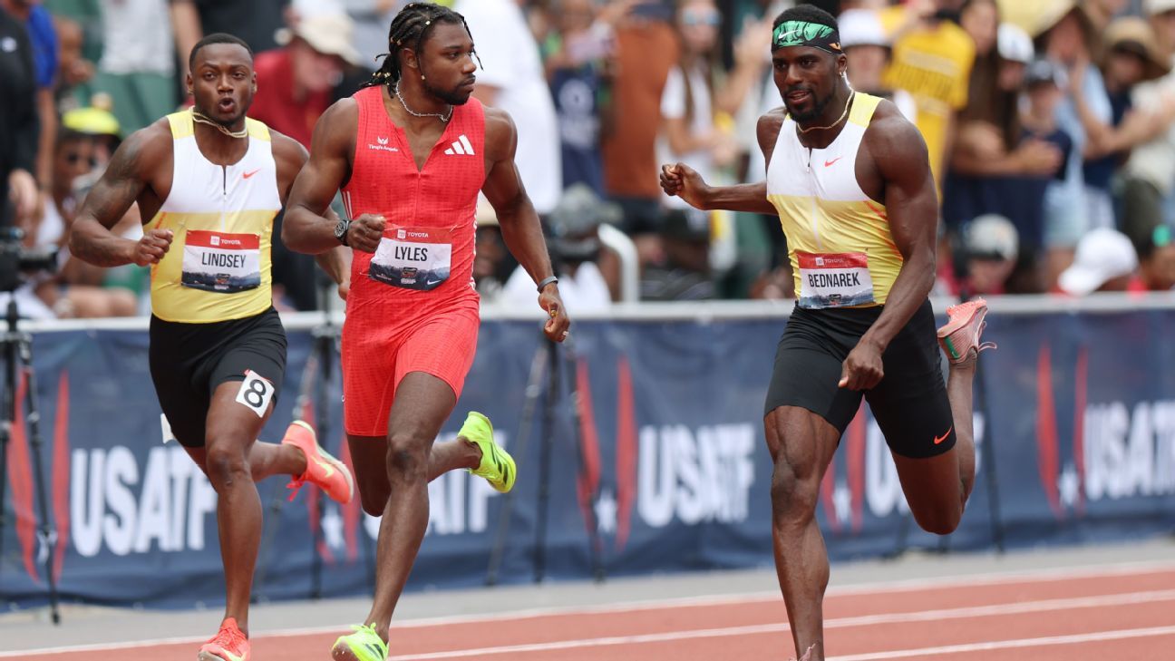 Featured image for Tense Finish: Noah Lyles Shoves Bednarek After 200m Win at USATF Championships