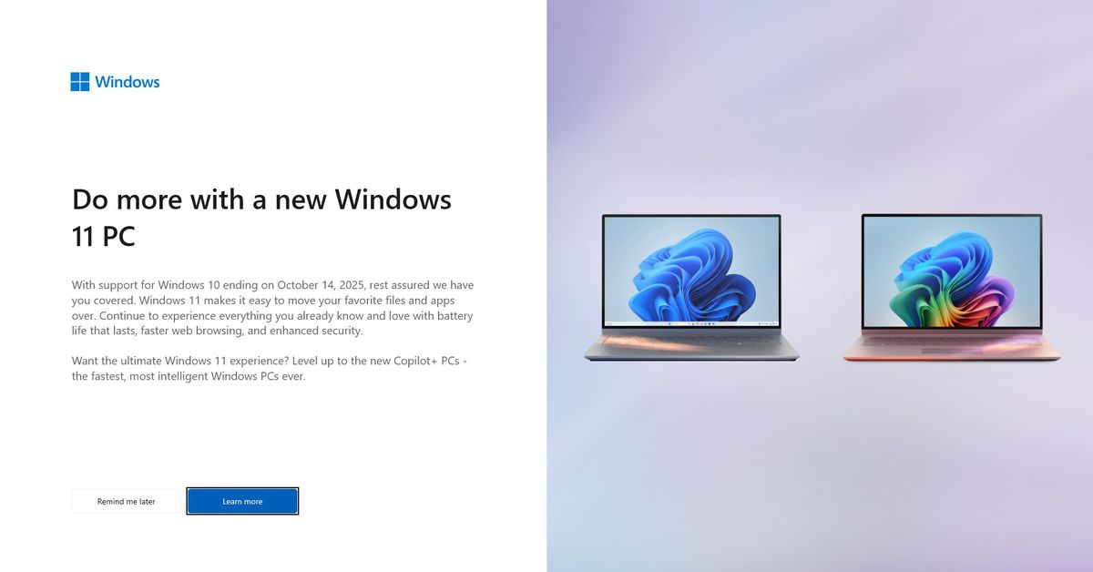 Featured image for Microsoft Intensifies Push for Windows 11 Upgrades with Full-Screen Prompts