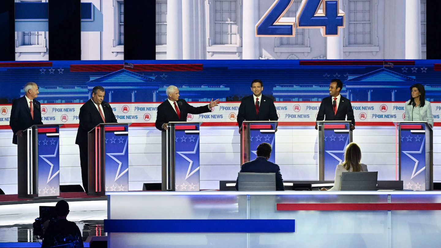 Featured image for "Intense Clash: Republican Rivals Spar in Trump-less Debate"