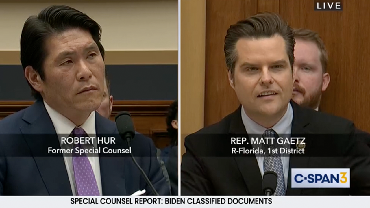 Featured image for "Gaetz Grills Hur Over Biden's Uncharged Ghostwriter as Experts Accuse Hur of Lying"