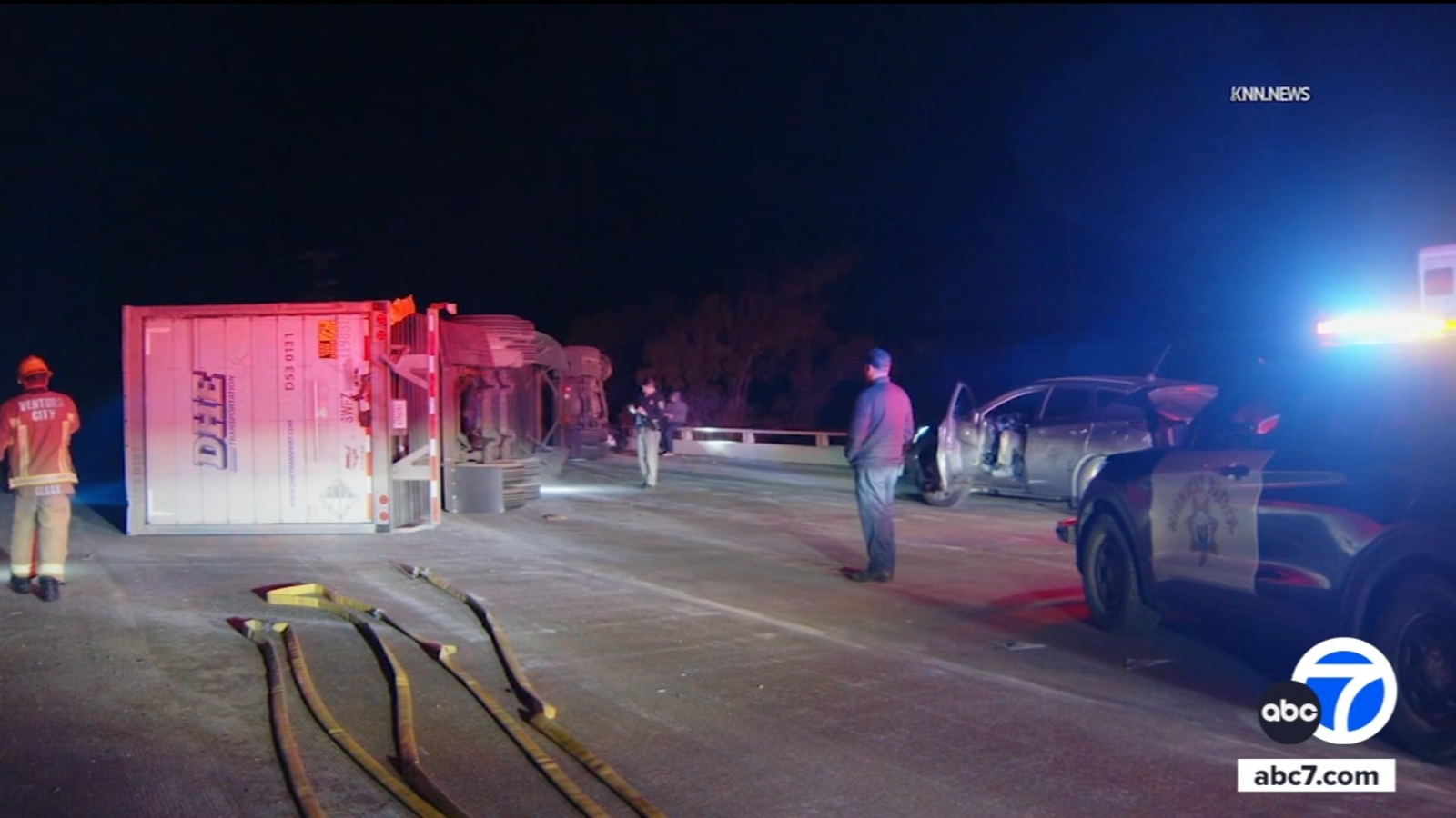 Featured image for Northbound 101 Freeway in Ventura County Closed After Semi-Truck Overturns
