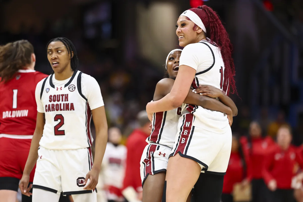 Featured image for "South Carolina Overcomes Injury Scare to Dominate NC State, Advances to Women's Basketball National Title Game"