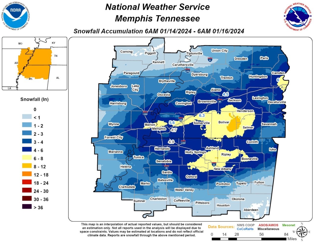 Featured image for "Memphis and Mid-South: Snowfall Totals and Road Conditions"