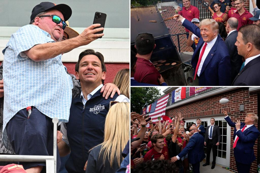 "Political Showdown: Trump and DeSantis Clash at Iowa Football Game"
