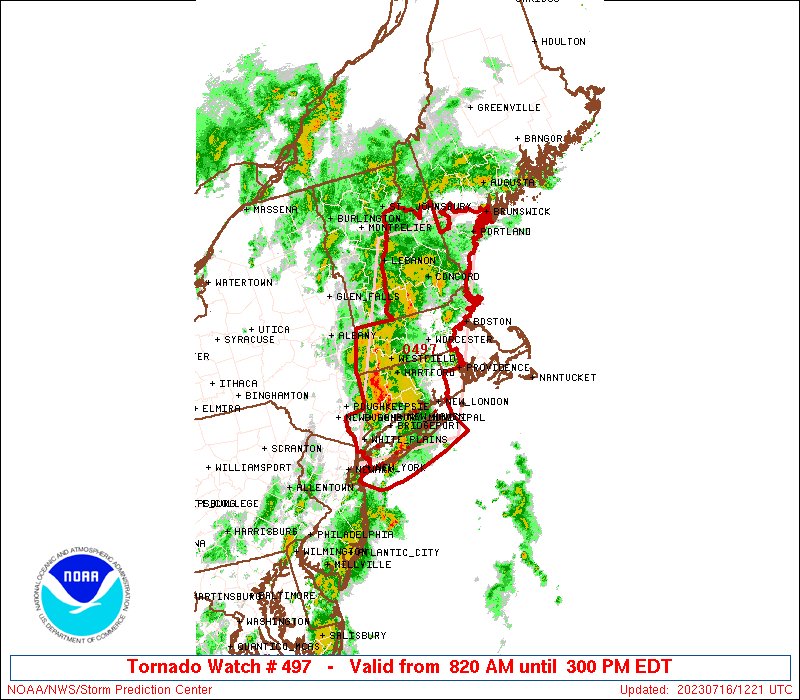 Multiple Tornado Warnings and Watches Across New England
