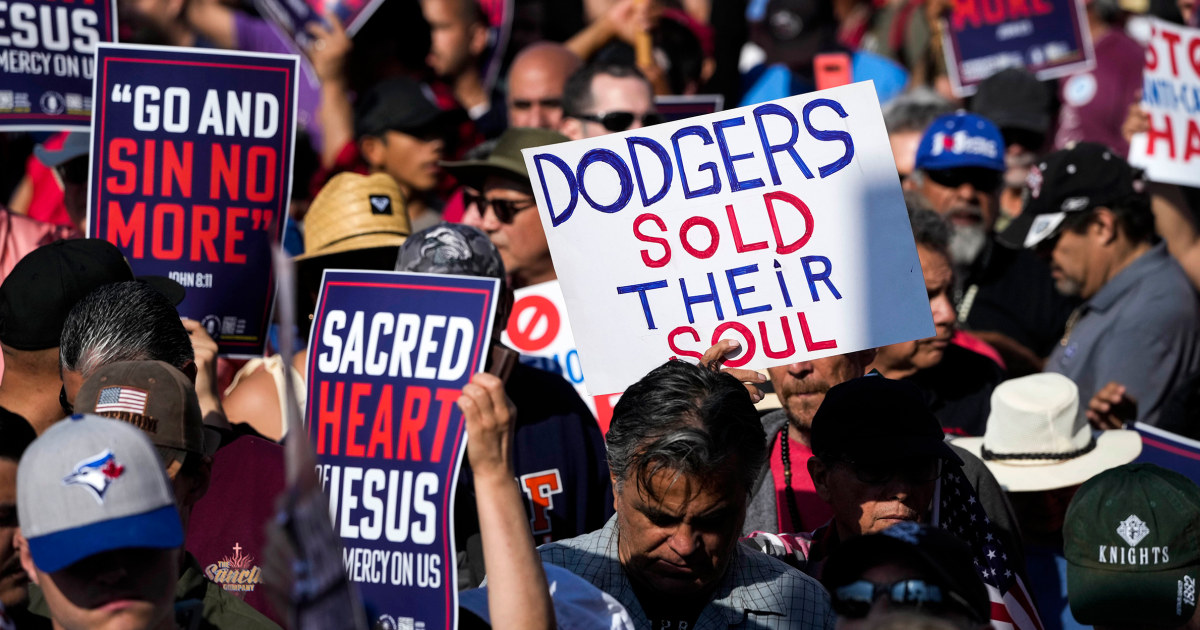 Featured image for Protests and Pride collide at Dodgers Stadium.