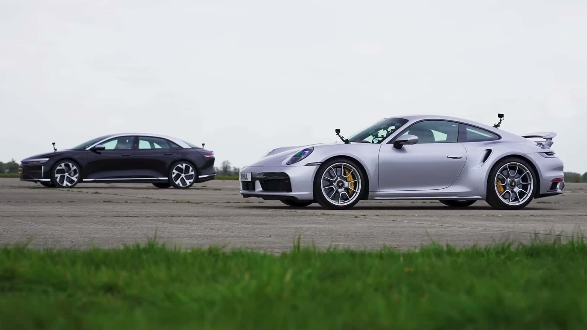 Featured image for Porsche 911 Turbo S Takes on Lucid Air Dream Performance in Epic Drag Race