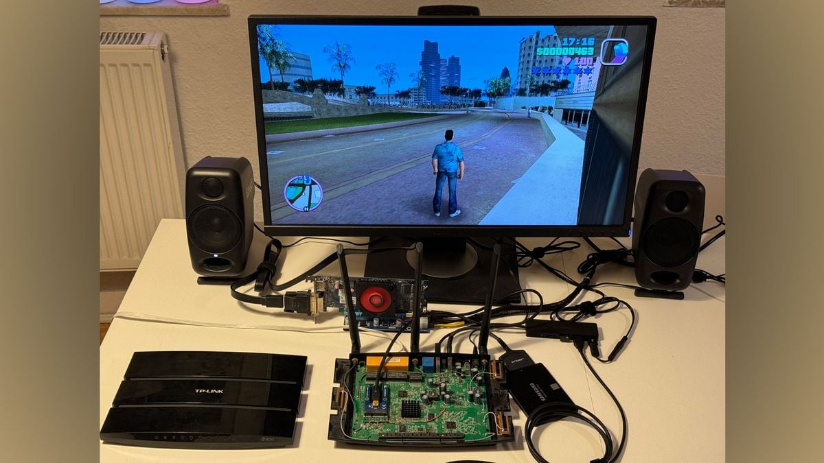 Featured image for "Running GTA Vice City on a Router with eGPU and Debian Linux: A Hardware Hacker's Achievement"