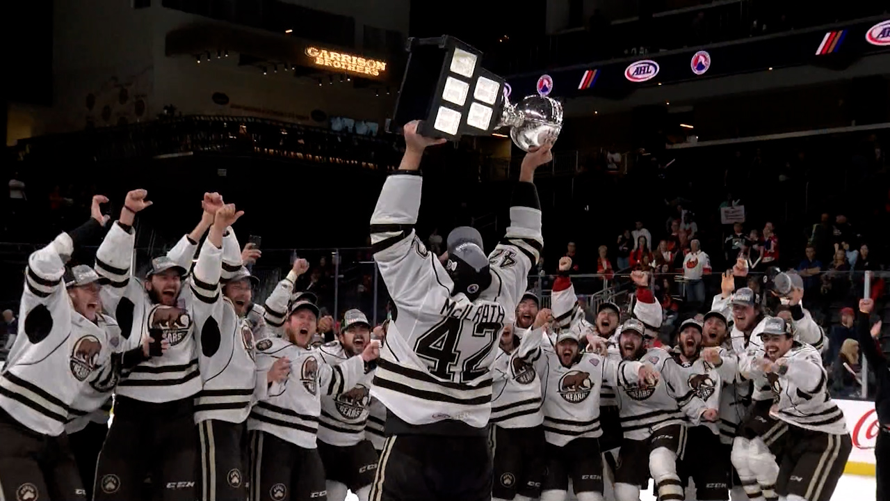 Featured image for Hershey Bears claim 12th Calder Cup in thrilling Game 7 overtime win.